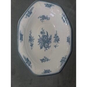 J&G Meakin Sydney Sol  Blue Floral White Ironstone Oval Serving Bowl England